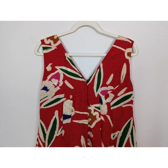 Vintage 60s Paradise Hawaii sz 14 Tropical Floral Sleeveless Knee Length Dress - Picture 6 of 10